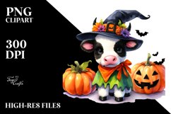 Simple Vibrant Baby Cow Halloween Clipart Product Image 1