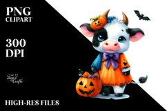 Simple Vibrant Baby Cow Halloween Clipart Product Image 1