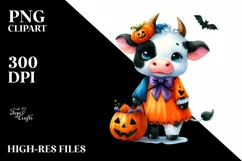 Simple Vibrant Baby Cow Halloween Clipart Product Image 1