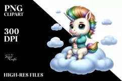 Cute Unicorn as Johnny Bravo | Clipart Product Image 1