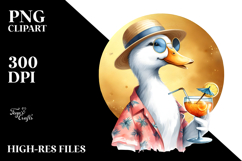 Hipster Duck Drinking Cocktail PNG Product Image 2