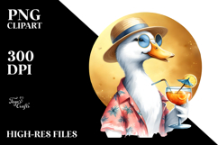 Hipster Duck in Beachwear Drinking a Cocktail, PNG Product Image 2