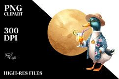 Hipster Duck Drinking Cocktail PNG Product Image 2
