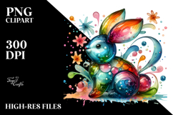 Pastel Bunny on Splashy Background PNG Product Image 2