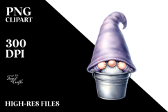 Gnome with Lavender Hat, Whimsical PNG Product Image 2