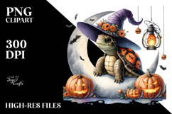 Halloween Turtle on Moon, High-Res PNG Product Image 2