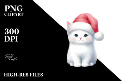 Cute Christmas Cat with Santa Hat PNG Product Image 2