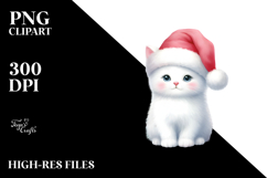 Cute Christmas Cat with Santa Hat PNG Product Image 2