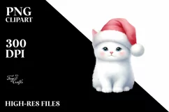 Cute Christmas Cat with Santa Hat PNG Product Image 3