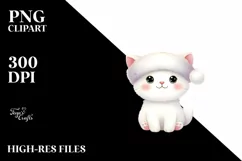 Cute Christmas Cat with Santa Hat PNG Product Image 1