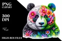 Vibrant Panda with Flowers, PNG Product Image 3