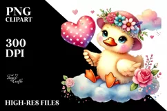 Digital Painting of Cute Boho Duck, PNG Product Image 2