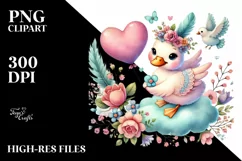 Digital Painting of Cute Boho Duck, PNG Product Image 2