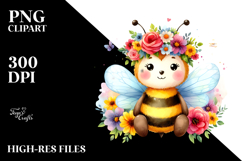Colorful Cartoon-Style Bee | Sublimation Clipart Product Image 2