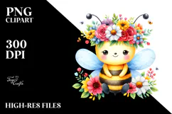 Colorful Cartoon-Style Bee | Sublimation Clipart Product Image 2