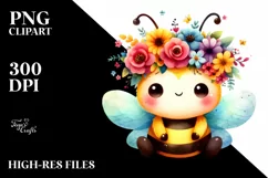 Colorful Cartoon-Style Bee | Sublimation Clipart Product Image 1