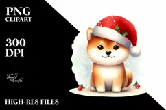 Cute Dog with Santa Hat, Summer PNG Product Image 1