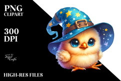 Vibrant Baby Chicken with Wizard Hat PNG Product Image 2