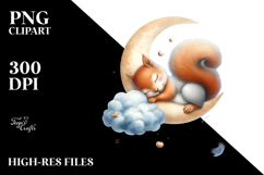 Sleeping Baby Squirrel Moon PNG Product Image 2