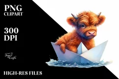Nautical Baby Highland Cow PNG Product Image 3