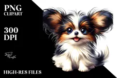 Happy Papillon Puppy, Watercolor PNG Product Image 2