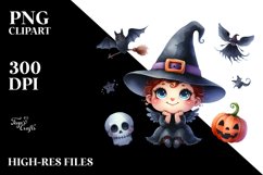 Funny Watercolor Halloween Witch | Sublimation | Clipart Product Image 3