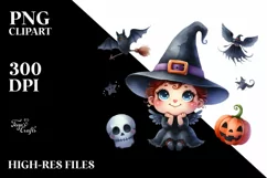 Funny Watercolor Halloween Witch | Sublimation | Clipart Product Image 3