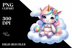 Cute Unicorn with Beachwear | Clipart Product Image 3