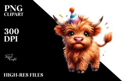 Cute Baby Highland Cow with Party Hat | Sublimation | Product Image 3