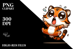 Goofy Cartoon Tiger Mid-Air PNG Product Image 2