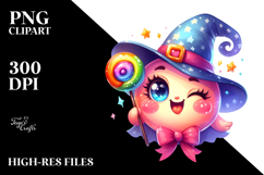Funny Chunky Witch with Lollipop Wand, Colorful PNG Product Image 2