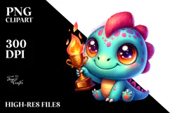 Smiling Baby Dinosaur Trophy PNG Product Image 2