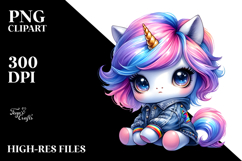 Sitting Unicorn with Cool Haircut PNG Product Image 2