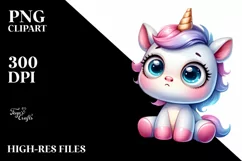 Funny Baby Expressive Unicorn PNG Product Image 3