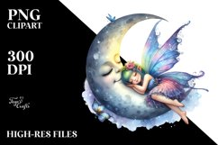 Napping Fairy Watercolor Clipart Product Image 1