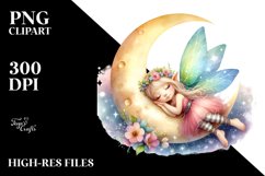 Napping Fairy Watercolor Clipart Product Image 3