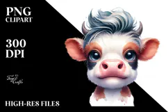 Funny Baby Cow with Sunglasses PNG Product Image 2