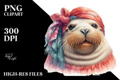 Vintage Diva-Like Walrus Smiling | Sublimation Clipart Product Image 1
