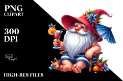 Whimsical Gnome Drinking a Cocktail PNG Product Image 2