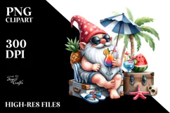 Whimsical Gnome in Beachwear, High-Quality PNG Product Image 2