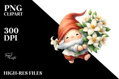 Floating Cute Gnome with Jasmine PNG Product Image 2