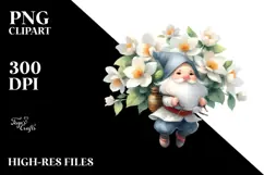 Floating Cute Gnome with Jasmine PNG Product Image 2