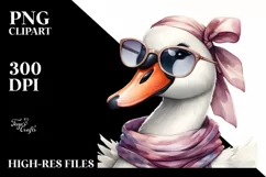 Cute Swan with Silk Scarf | Sublimation Clipart Product Image 1