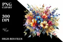 splash,Abstract Colorful Bouquet with Gold Foil Lobelia | Product Image 3