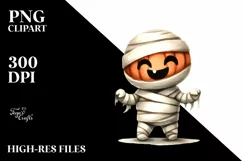 Simple Funny Mummy Halloween Clipart, PNG Product Image 3