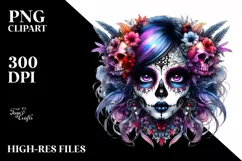 Detailed Vibrant Gothic Girl, PNG Product Image 1