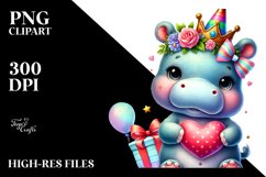 Baby Hippo with Heart PNG Product Image 2