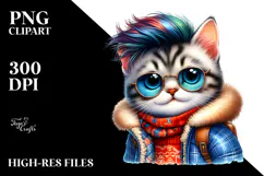 Cute Baby Cat with Cool Haircut PNG Product Image 2