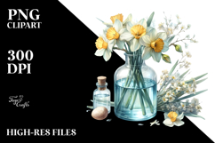 Bottle Daffodil Watercolor | Clipart Product Image 2