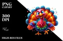 Watercolor Funny Turkey Clipart Product Image 1